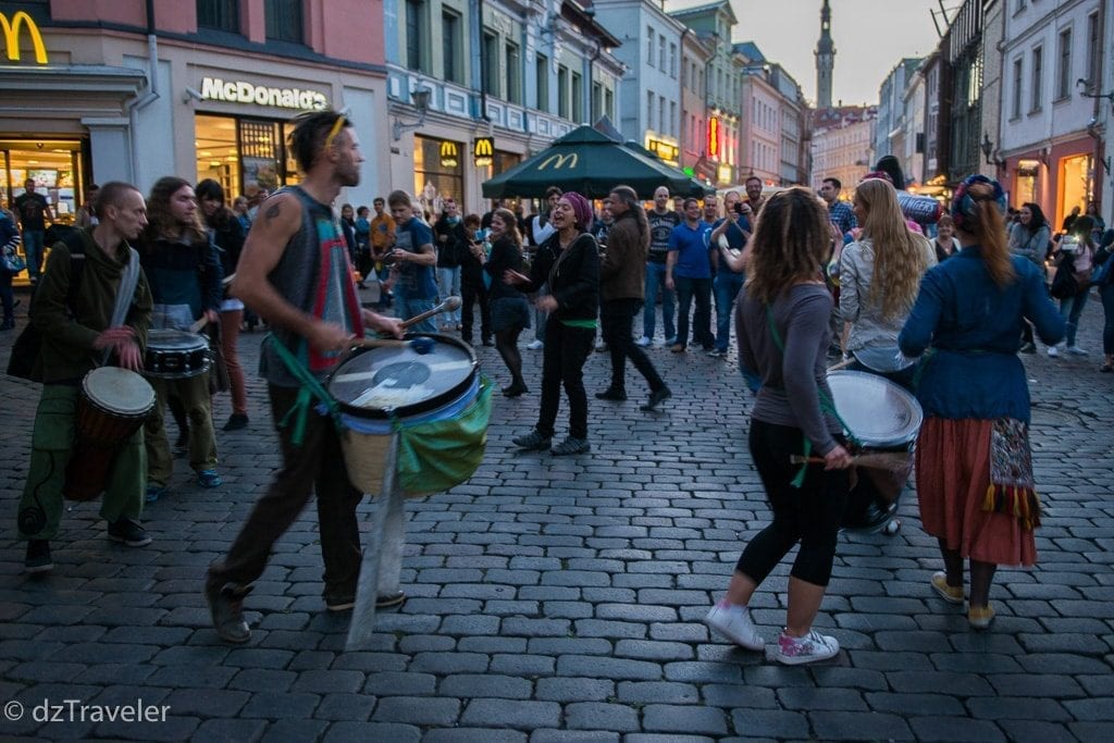 Street music after dark