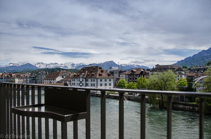 Beautiful view of Lucerne from the hotel balcony