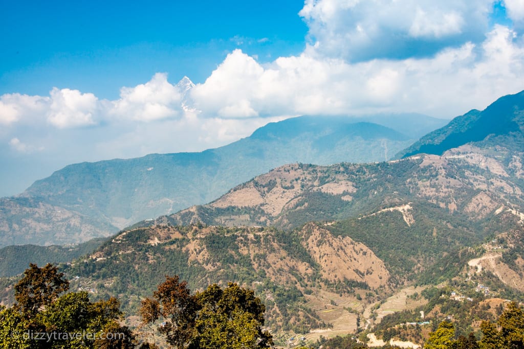 view of pokhara, Annapurna and phewa lake from kahun danda