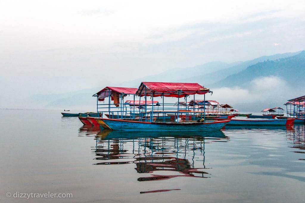 phewa lake and Annapurna mountain range, Nepal